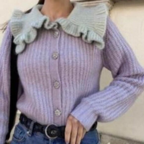 Zara Combination Bib Collar Knit Cardigan - Picture 3 of 10